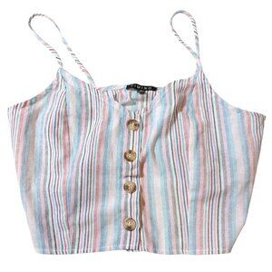Timing Very cute multicolor Womens Halter top with front buttons Size Me…